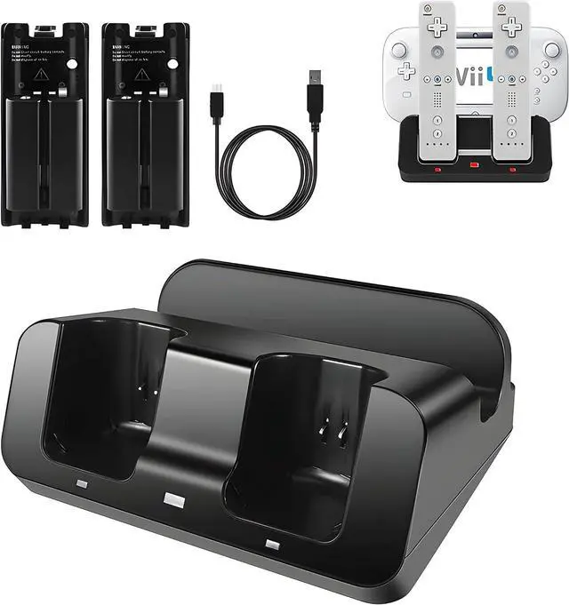 Main image of BONAEVER Wii U Charger Dock Station for Wii Remote & Wii U Gamepad with 2 Rechargeable Batteries Charging Cable Led Indicator