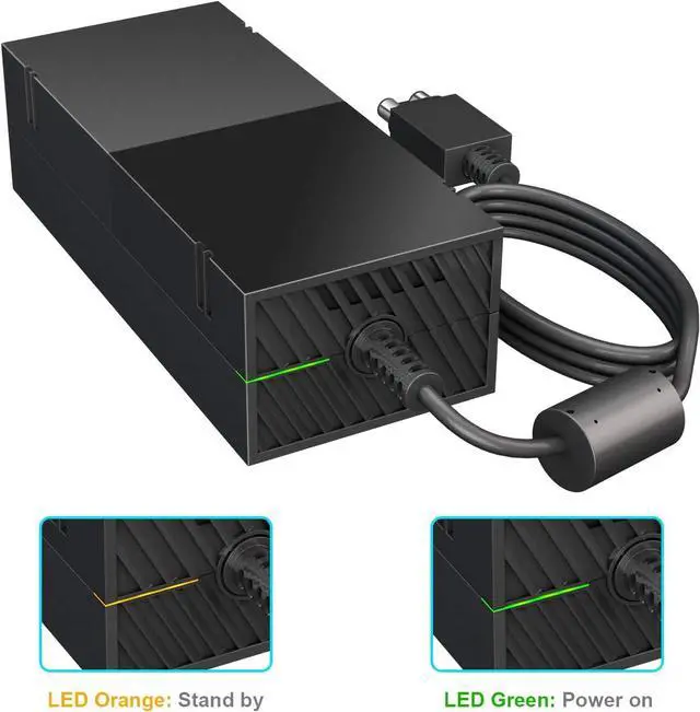 Alt view image 6 of 7 - BONAEVER Power Supply Brick Power Adapter for Xbox One, [Low Noise Version] Xbox AC Adapter Replacement Charger Power Cord Cable for Microsoft Xbox One,100-240V Voltage