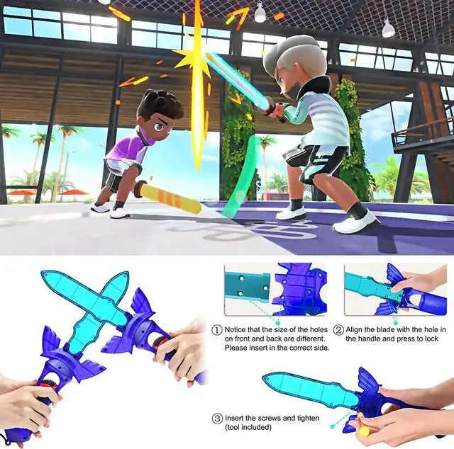 Alt view image 4 of 7 - BONAEVER 2024 Switch Sports Accessories Bundle Set , 12-in-1 Family Party Pack Game Accessories Kit for Nintendo Switch OLED Sports Games with Tennis Rackets, Golf Clubs ,Sword and Wrist Strap