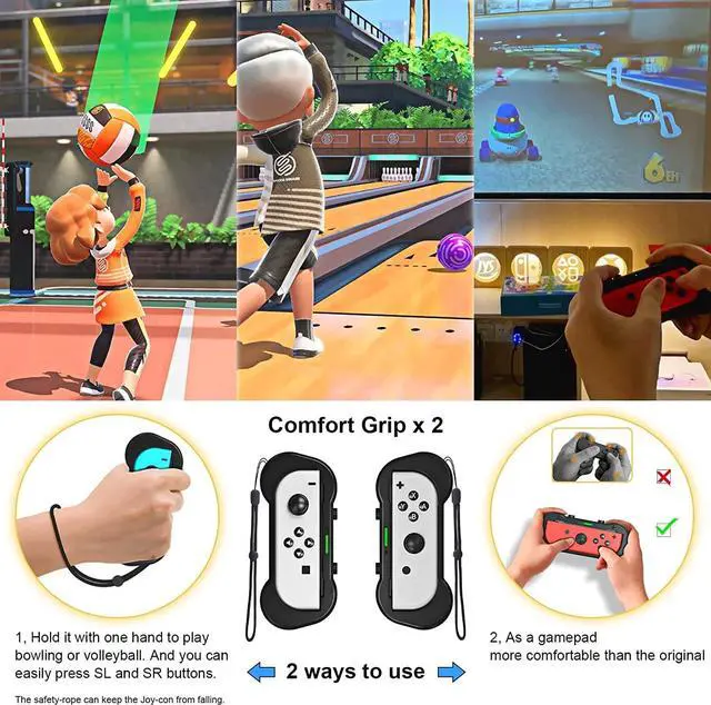 Alt view image 7 of 7 - BONAEVER 2024 Switch Sports Accessories Bundle Set , 12-in-1 Family Party Pack Game Accessories Kit for Nintendo Switch OLED Sports Games with Tennis Rackets, Golf Clubs ,Sword and Wrist Strap