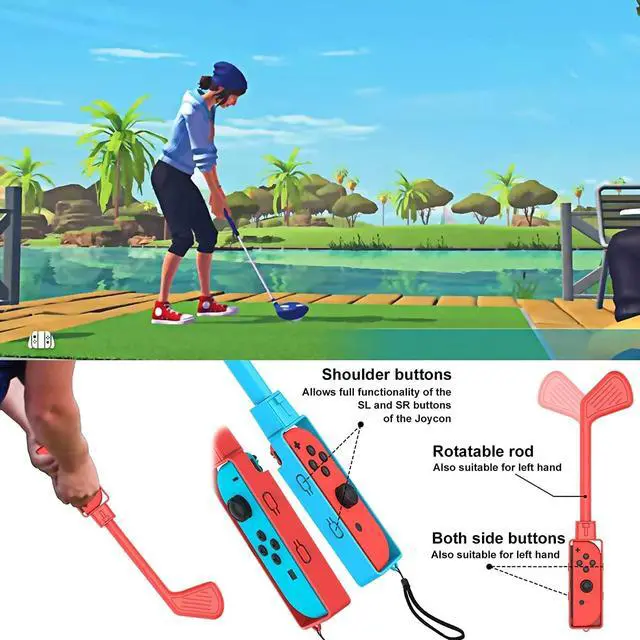 Alt view image 6 of 7 - BONAEVER 2024 Switch Sports Accessories Bundle Set , 12-in-1 Family Party Pack Game Accessories Kit for Nintendo Switch OLED Sports Games with Tennis Rackets, Golf Clubs ,Sword and Wrist Strap