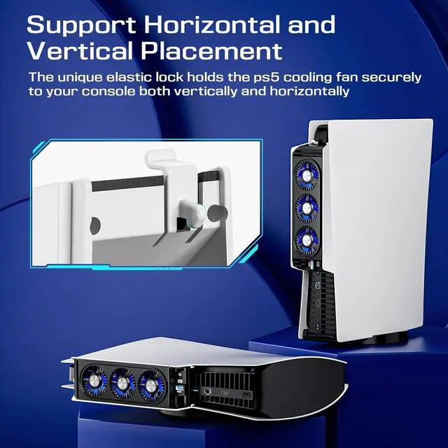 Alt view image 4 of 7 - BONAEVER Cooling Fan for PS5 Accessories,with 3 Blue LED Light / 2 USB 3.0 Ports / 2 Fan Speed,Compatible with PlayStation 5 Console Digital/CD Version, High Efficiency PS5 Cooler Station