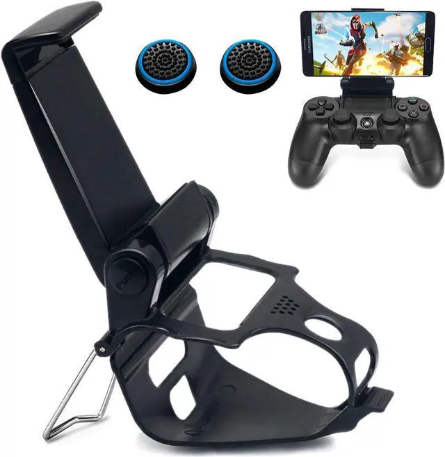 Main image of BONAEVER Phone Clip for PS4 Controller Mobile Gaming Mount Bracket Holder Adjustable Stand Clamp Compatible with iPhone/iOS, Android, for Playstation4 Remote Play