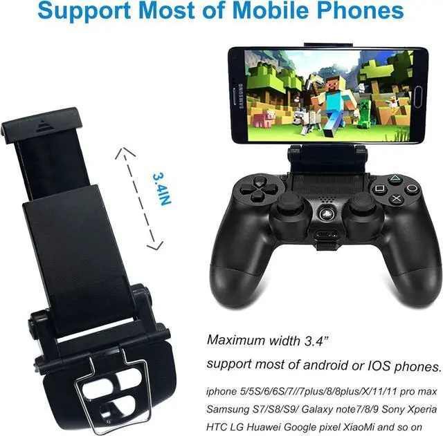 Alt view image 3 of 7 - BONAEVER Phone Clip for PS4 Controller Mobile Gaming Mount Bracket Holder Adjustable Stand Clamp Compatible with iPhone/iOS, Android, for Playstation4 Remote Play