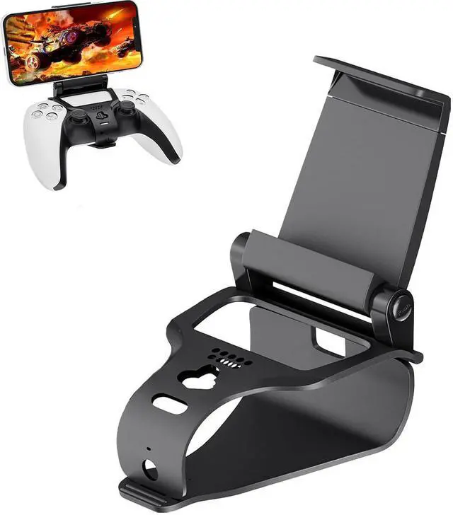 Main image of BONAEVER PS5 Controller Phone Mount Holder for iPhone Android, PS5 Remote Play Backbone Clip Compatible with PlayStation 5 Dualsense Gaming Controller with Adjustatble Switch Black
