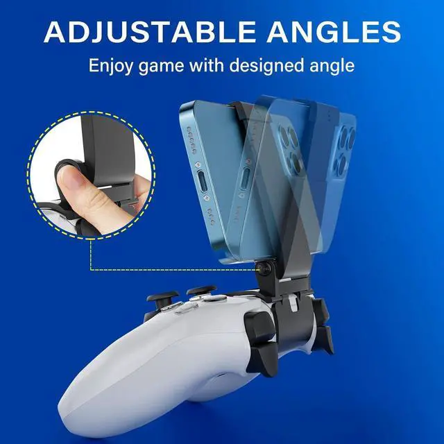 Alt view image 3 of 6 - BONAEVER PS5 Controller Phone Mount Holder for iPhone Android, PS5 Remote Play Backbone Clip Compatible with PlayStation 5 Dualsense Gaming Controller with Adjustatble Switch Black