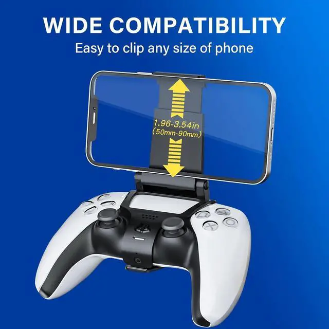 Alt view image 4 of 6 - BONAEVER PS5 Controller Phone Mount Holder for iPhone Android, PS5 Remote Play Backbone Clip Compatible with PlayStation 5 Dualsense Gaming Controller with Adjustatble Switch Black