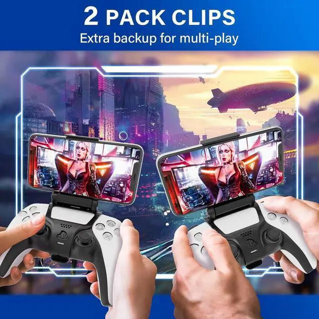 Alt view image 2 of 6 - BONAEVER PS5 Controller Phone Mount Holder for iPhone Android, PS5 Remote Play Backbone Clip Compatible with PlayStation 5 Dualsense Gaming Controller with Adjustatble Switch Black