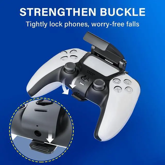 Alt view image 6 of 6 - BONAEVER PS5 Controller Phone Mount Holder for iPhone Android, PS5 Remote Play Backbone Clip Compatible with PlayStation 5 Dualsense Gaming Controller with Adjustatble Switch Black