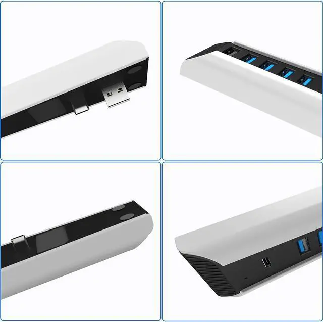 Alt view image 2 of 7 - BONAEVER 5 Port USB Hub for PS5, 5 in 1 High Speed USB Expansion Hub Charger Splitter Adapter with USB2.0 Type C Ports for PS5 Console