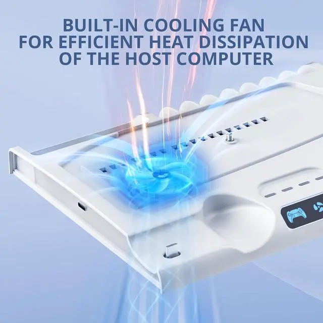Alt view image 2 of 7 - BONAEVER PS5 Slim Stand Cooling Station with Controller Charging Station for Playsation 5 Slim, PS5 Slim Accessories Kits with Cooling Fan,RGB LED,and Game Slot