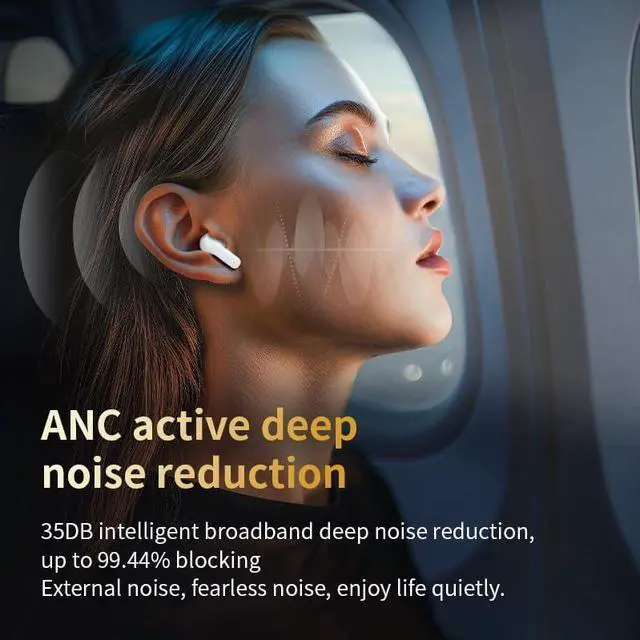 Alt view image 6 of 7 - BONAEVER Wireless Earbuds Bluetooth Headphones Touch Screen Bluetooth Ear Buds with Built-in Mic Extra Comfort IPX5 Waterproof Headset 360 Stereo with Noise Cancellation White