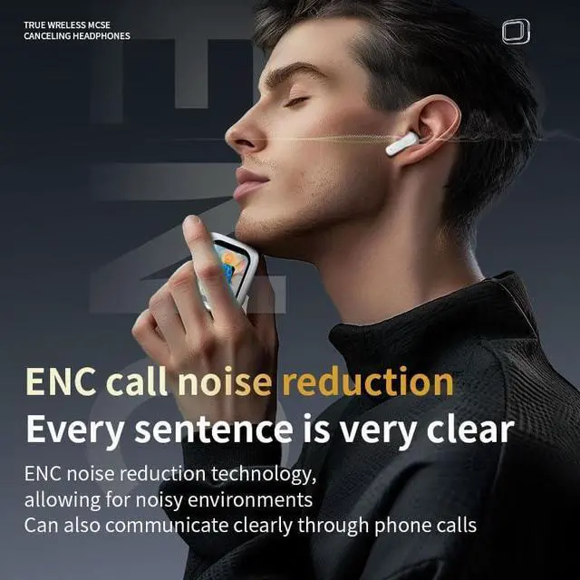 Alt view image 7 of 7 - BONAEVER Wireless Earbuds Bluetooth Headphones Touch Screen Bluetooth Ear Buds with Built-in Mic Extra Comfort IPX5 Waterproof Headset 360 Stereo with Noise Cancellation White
