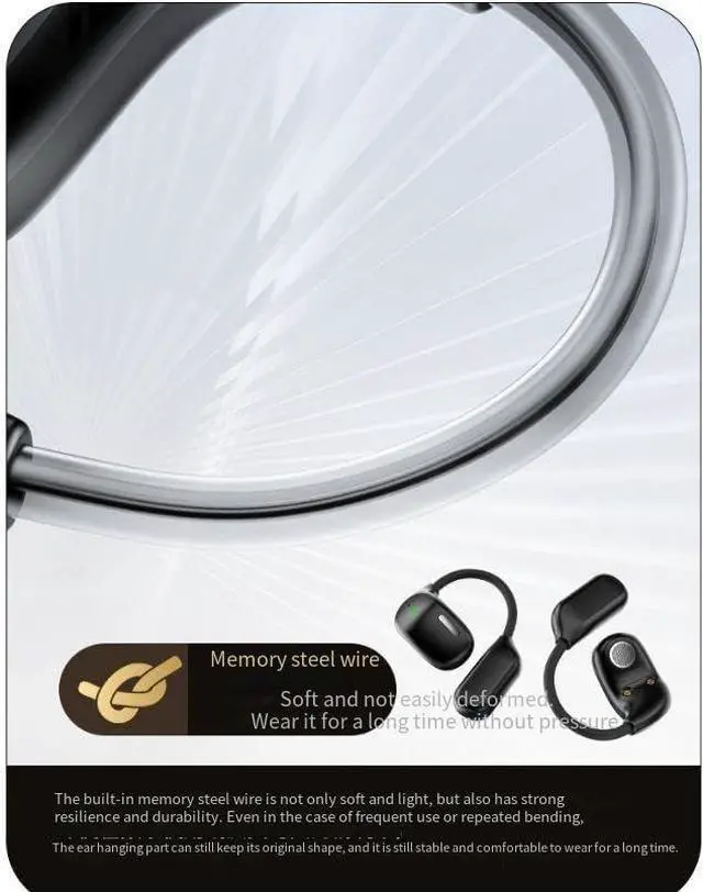 Alt view image 7 of 7 - BONAEVER Open Ear Headphones with Touch Screen Air Conduction Earphone Wireless Bluetooth 5.4 Open Ear Headphones with Noise Cancellation, Earbuds with Earhooks for Workout Driving Walking, Black