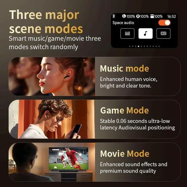 Alt view image 3 of 7 - BONAEVER Wireless Earbuds ANC ENC Bluetooth Earbud & in-Ear Headphones Deep Bass Clear Call, Waterproof Ear Buds Wireless Earphones Compatible with Samsung TV Phone Android