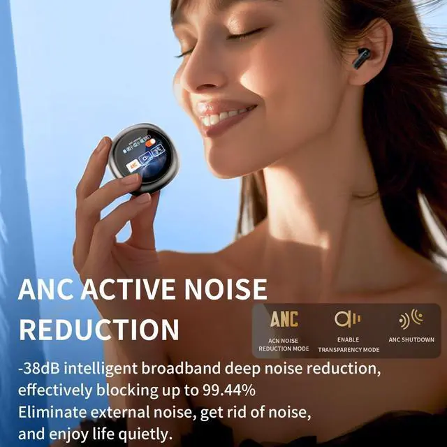 Alt view image 7 of 7 - BONAEVER Wireless Earbuds, Touch Screen Bluetooth 5.4 Ear Buds, ACN/ENC Noise Cancelling Earphones, IPX5 Waterproof In Ear HiFi Sound Stereo Wireless Heardphones for Laptop Pad Android/iOS Phones