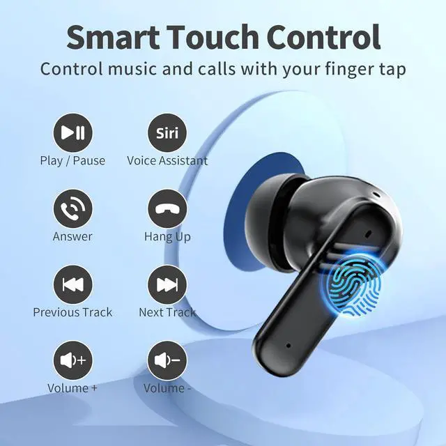 Alt view image 2 of 7 - BONAEVER Wireless Earbuds, Touch Screen Bluetooth 5.4 Ear Buds, ACN/ENC Noise Cancelling Earphones, IPX5 Waterproof In Ear HiFi Sound Stereo Wireless Heardphones for Laptop Pad Android/iOS Phones