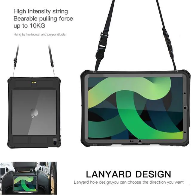 Alt view image 5 of 7 - BONAEVER for iPad Air 11 Inch Case Waterproof (M3/M2-2025/2024), Cover for iPad Air 6th/5th/4th Generation 10.9 Inch 2022/2020, Built-in Screen Protector, Pencil Holder