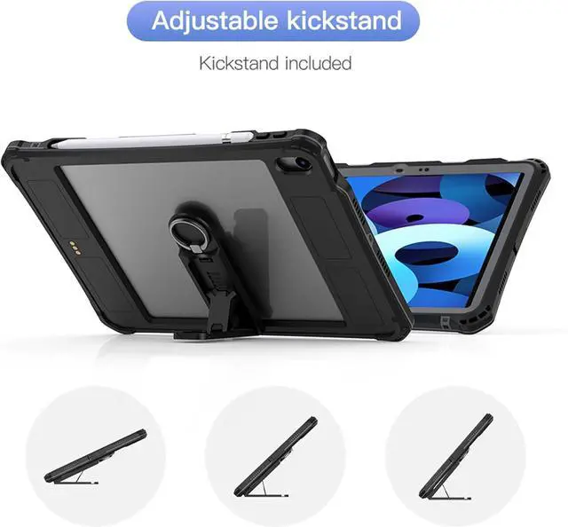 Alt view image 4 of 7 - BONAEVER for iPad Air 11 Inch Case Waterproof (M3/M2-2025/2024), Cover for iPad Air 6th/5th/4th Generation 10.9 Inch 2022/2020, Built-in Screen Protector, Pencil Holder