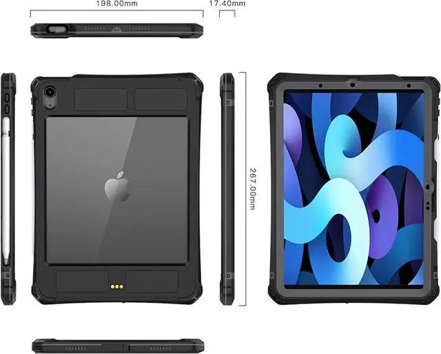 Alt view image 6 of 7 - BONAEVER for iPad Air 11 Inch Case Waterproof (M3/M2-2025/2024), Cover for iPad Air 6th/5th/4th Generation 10.9 Inch 2022/2020, Built-in Screen Protector, Pencil Holder