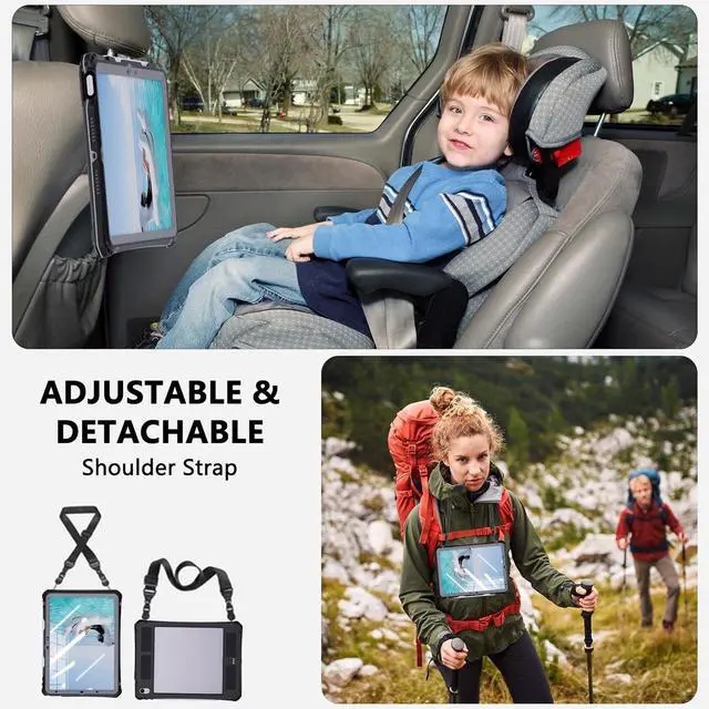 Alt view image 3 of 7 - BONAEVER Waterproof Case for iPad Air 11 Inch Case M3/M2 (2025/2024), iPad Air 6th/5th/4th Generation 10.9 Inch 2022/2020 with Screen Protector Pencil Holder & Stand & Shoulder Strap & Handle
