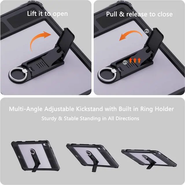 Alt view image 5 of 7 - BONAEVER Waterproof Case for iPad Air 11 Inch Case M3/M2 (2025/2024), iPad Air 6th/5th/4th Generation 10.9 Inch 2022/2020 with Screen Protector Pencil Holder & Stand & Shoulder Strap & Handle