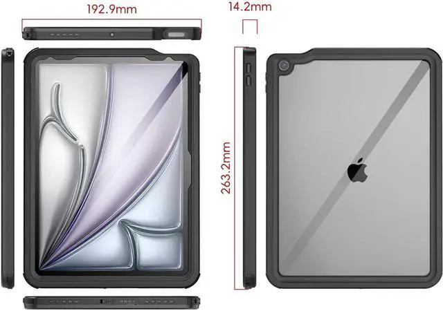 Alt view image 6 of 7 - BONAEVER Waterproof Case for iPad Air 11 Inch Case M3 M2 2025 2024, iPad Air 5th / Air 4th Generation Case 2022 2020, Full Body Shockproof Protective Cover [Built-in Screen Protector][IP68 Underwater]