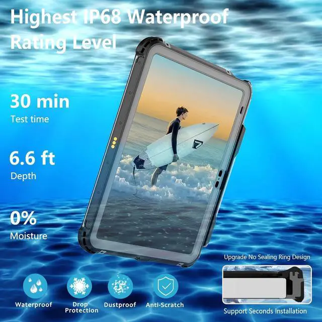 Alt view image 2 of 7 - BONAEVER Waterproof Case for iPad (A16) 11th Generation 11 inch 2025 / 10th Generation 10.9 Inch 2022 Case with Screen Protector with Pencil Holder & Stand & Shoulder Strap, Shockproof Cover