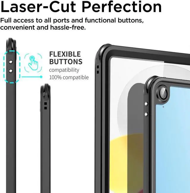 Alt view image 4 of 7 - BONAEVER Waterproof Case for iPad (A16) 11th Generation 11 Inch 2025, iPad 10th Generation 10.9 inch 2022,[Built-in Screen Protector&Stand] [IP68 Waterproof] Shockproof Protective Cover