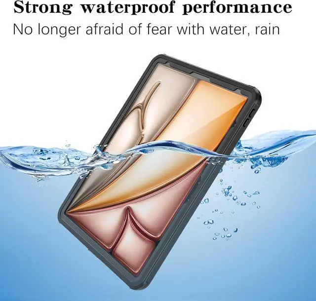 Alt view image 3 of 7 - BONAEVER Waterproof Case for iPad Air 13 Inch Case M3 2025 / M2 2024, Full Body Protective Cover [Built-in Screen Protector][IP68 Underwater][10FT Military Grade Shockproof][Dustproof]