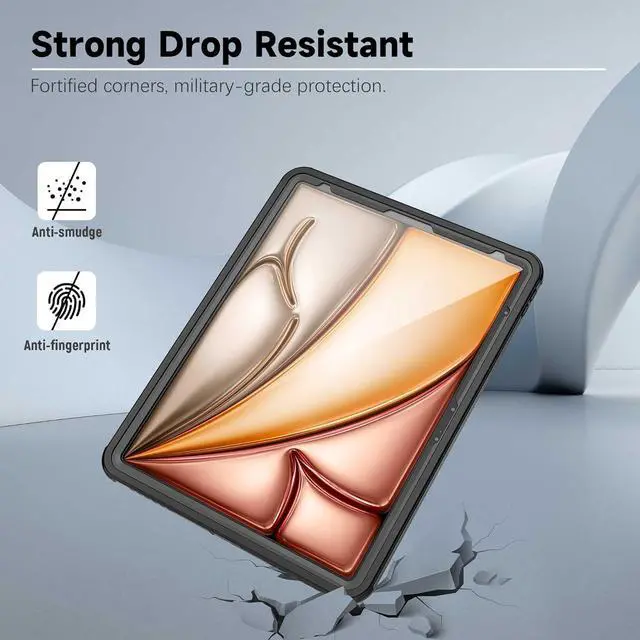 Alt view image 3 of 7 - BONAEVER Waterproof Case for iPad Air 13 Inch Case M3 2025/M2 2024, iPad Pro 12.9 Inch 2018, Built-in Screen Protector/Kickstand/Shockproof Protective Cover