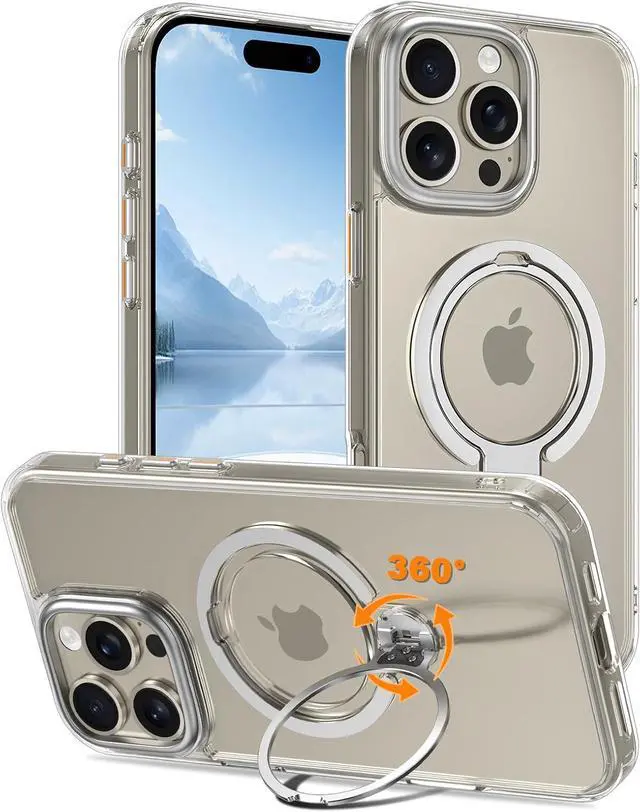Main image of BONAEVER for iPhone 16 Pro Case, Dual 360° Spin Magnetic Stand& Magnetic Ring, Compatible with Magsafe, Shockproof Translucent Matte Hard Back Cover for iPhone 16 Pro 6.3" Clear