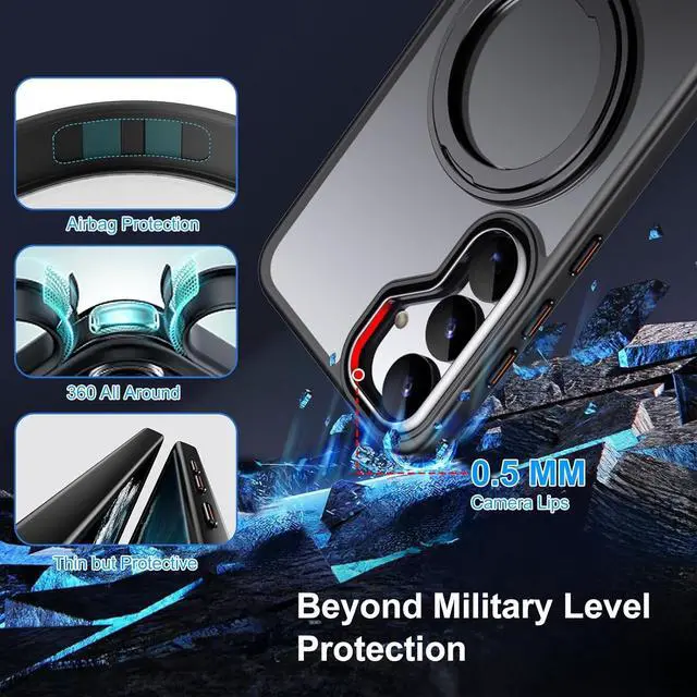 Alt view image 5 of 7 - BONAEVER Compatible with Samsung Galaxy S25 Case 360° Invisible Ring Stand Magnetic Case [Compatible with Magsafe][Military Drop Protection] Anti-Fingerprint Shockproof Translucent Design for S25