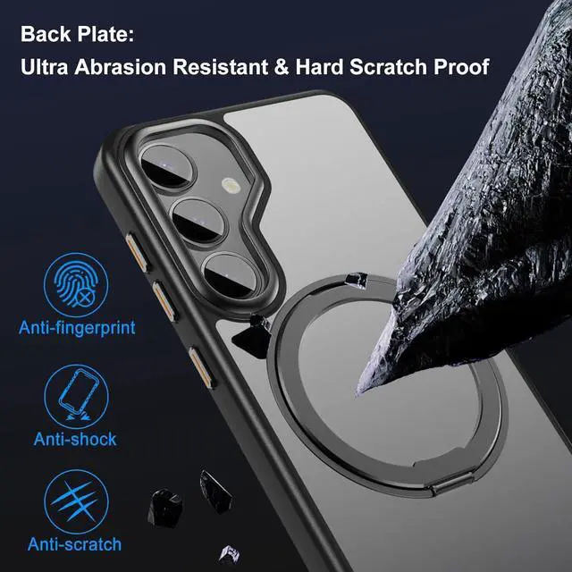 Alt view image 7 of 7 - BONAEVER Compatible with Samsung Galaxy S25 Case 360° Invisible Ring Stand Magnetic Case [Compatible with Magsafe][Military Drop Protection] Anti-Fingerprint Shockproof Translucent Design for S25