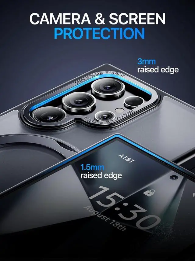 Alt view image 6 of 7 - BONAEVER Phone case for Samsung Galaxy S24 Ultra - 360 Rotatable Magnetic Ring Stand, Military Grade Protection, Raised Camera Frame