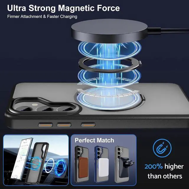 Alt view image 2 of 7 - BONAEVER For Samsung Galaxy S25 Plus Case 360° Invisible Ring Stand Magnetic Case [Compatible with Magsafe][Military Shocproof] Anti-Fingerprint Shockproof Translucent Cover for Galaxy S25 Plus 6.7"