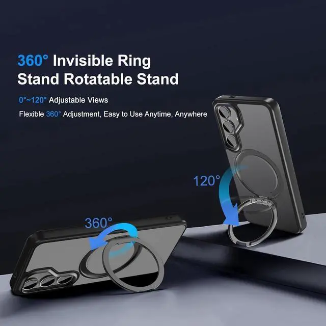 Alt view image 5 of 7 - BONAEVER For Samsung Galaxy S25 Plus Case 360° Invisible Ring Stand Magnetic Case [Compatible with Magsafe][Military Shocproof] Anti-Fingerprint Shockproof Translucent Cover for Galaxy S25 Plus 6.7"