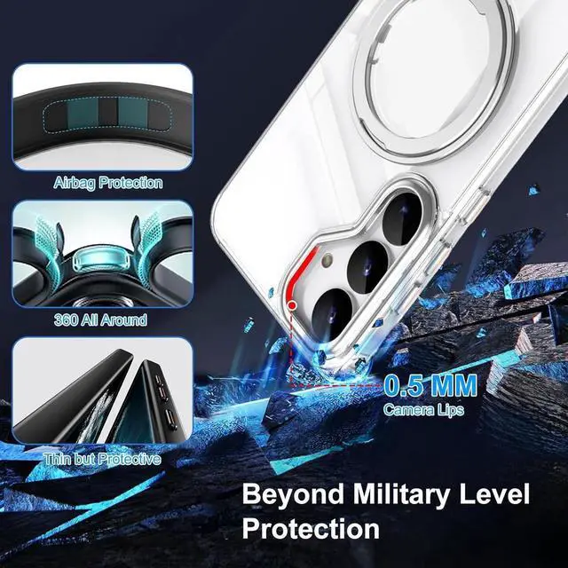 Alt view image 5 of 7 - BONAEVER For Samsung Galaxy S25 Plus Case 360° Invisible Ring Stand Magnetic Case [Compatible with Magsafe][Military Shocproof] Anti-Fingerprint Shockproof Translucent Cover for Galaxy S25 Plus 6.7"