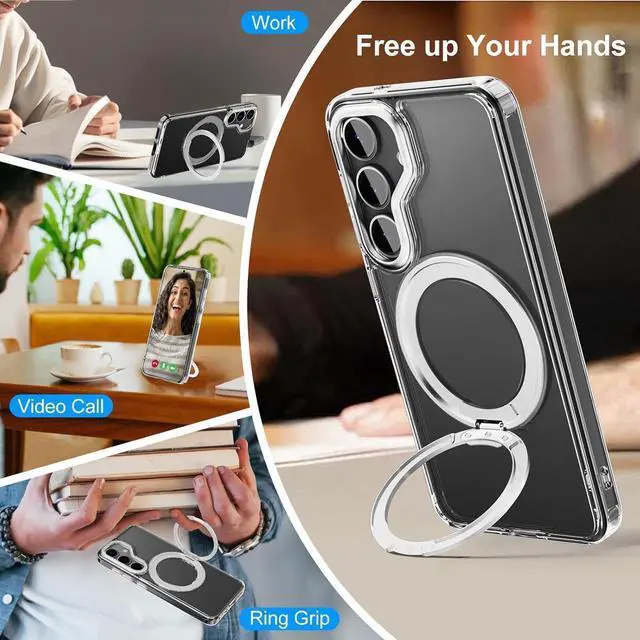 Alt view image 6 of 7 - BONAEVER For Samsung Galaxy S25 Plus Case 360° Invisible Ring Stand Magnetic Case [Compatible with Magsafe][Military Shocproof] Anti-Fingerprint Shockproof Translucent Cover for Galaxy S25 Plus 6.7"