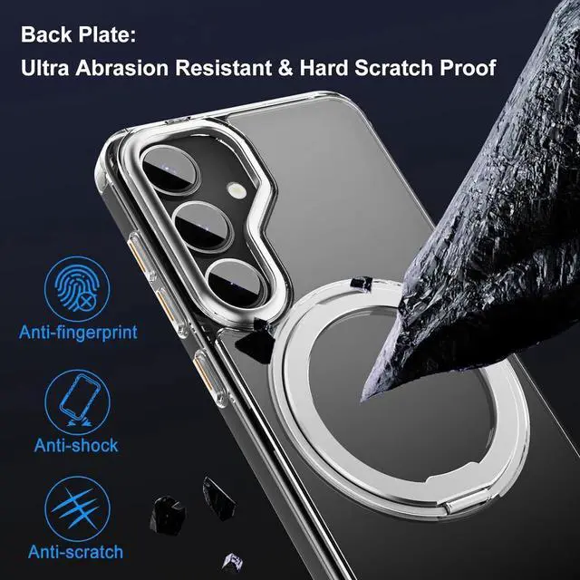 Alt view image 7 of 7 - BONAEVER For Samsung Galaxy S25 Plus Case 360° Invisible Ring Stand Magnetic Case [Compatible with Magsafe][Military Shocproof] Anti-Fingerprint Shockproof Translucent Cover for Galaxy S25 Plus 6.7"