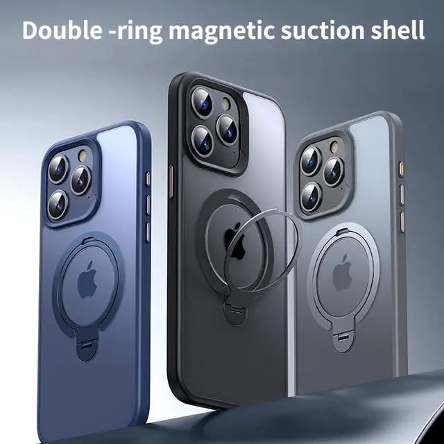 Alt view image 7 of 7 - BONAEVER Magnetic Ring Case Compatible with iPhone 15 Pro 360° Rotatable Case Compatible with MagSafe Invisible Stand Translucent Matte Shockproof Cover for iPhone 15 Pro 6.1 inch