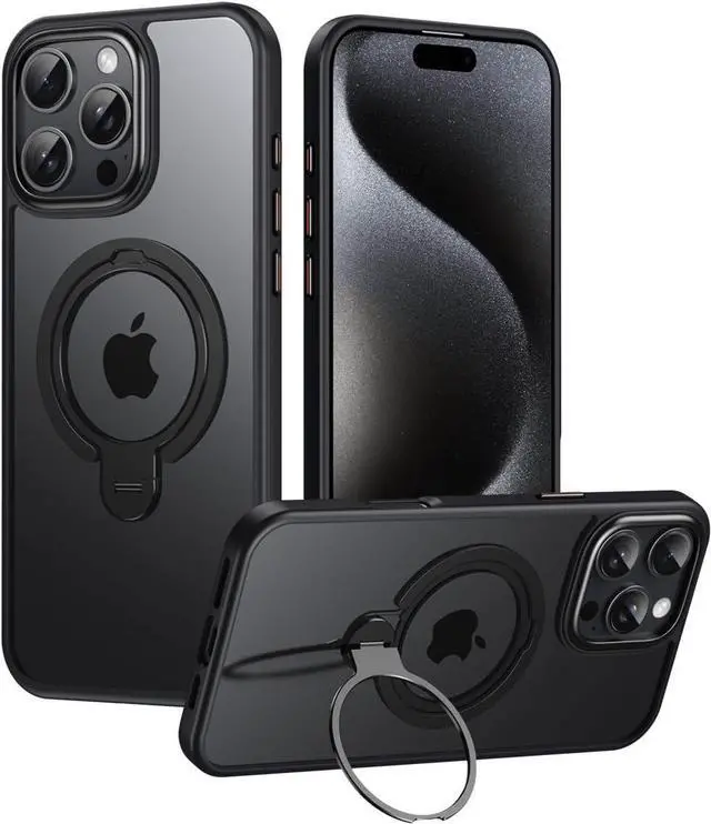 Main image of BONAEVER Magnetic Ring Case Compatible with iPhone 15 Pro 360° Rotatable Case Compatible with MagSafe Invisible Stand Translucent Matte Shockproof Cover for iPhone 15 Pro 6.1 inch