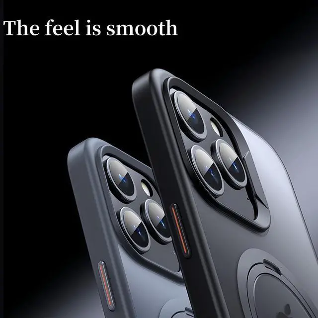 Alt view image 6 of 7 - BONAEVER Magnetic Ring Case Compatible with iPhone 15 Pro 360° Rotatable Case Compatible with MagSafe Invisible Stand Translucent Matte Shockproof Cover for iPhone 15 Pro 6.1 inch Clear