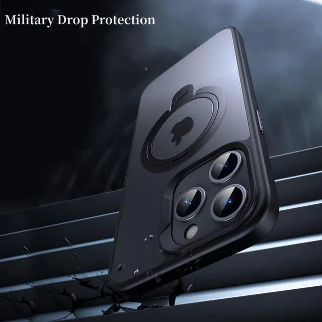 Alt view image 2 of 7 - BONAEVER Magnetic Ring Case Compatible with iPhone 15 Pro 360° Rotatable Case Compatible with MagSafe Invisible Stand Translucent Matte Shockproof Cover for iPhone 15 Pro 6.1 inch Clear