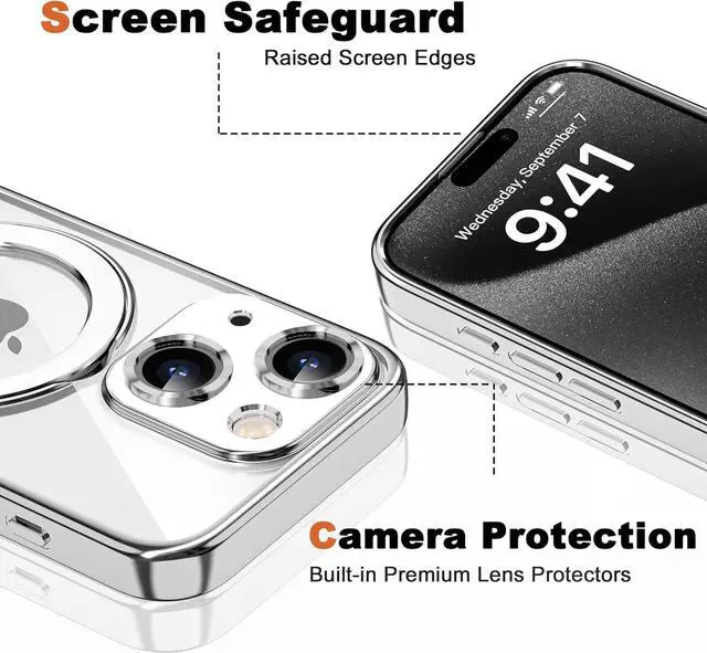 Alt view image 7 of 7 - BONAEVER Compatible with iPhone 15 Plus Case with Invisible Magnetic Ring Stand [Compatible with Mag-Safe] [Full Camera Lens Protector] Plating Clear Phone Case for iPhone 15 Plus 6.7", Black Clear