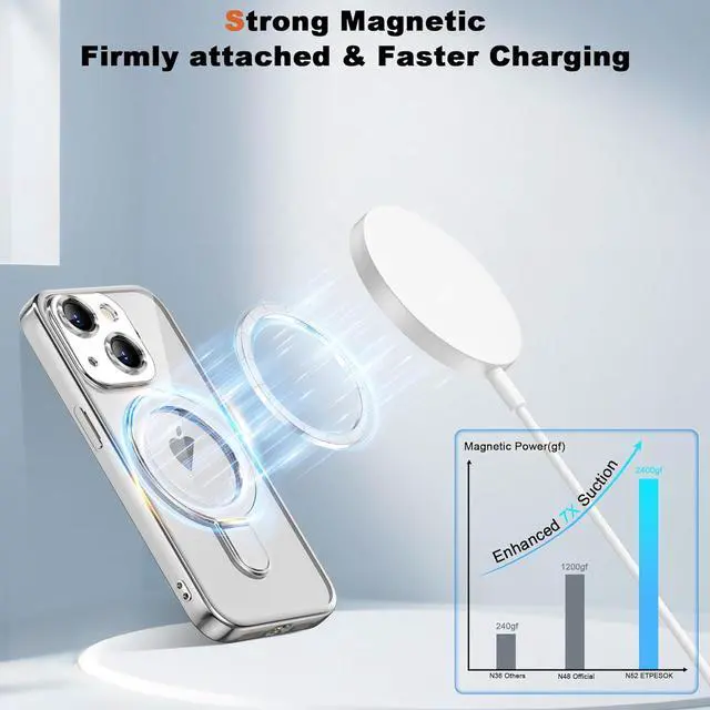 Alt view image 2 of 7 - BONAEVER Compatible with iPhone 15 Plus Case with Invisible Magnetic Ring Stand [Compatible with Mag-Safe] [Full Camera Lens Protector] Plating Clear Phone Case for iPhone 15 Plus 6.7", Black Clear