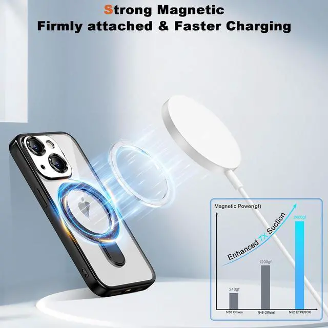 Alt view image 6 of 7 - BONAEVER Compatible with iPhone 15 Case with Invisible Magnetic Ring Stand [Compatible with Mag-Safe] [Full Camera Lens Protector] Plating Clear Phone Case for iPhone 15 6.1"