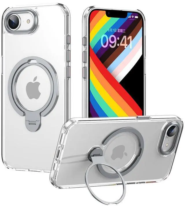Main image of BONAEVER Strong Magnetic for iPhone 16e Case 2025 with Stand,Fit for MagSafe, 360°Rotatable Ring Designed,Translucent Matte Texture Protective Military Grade Shockproof Cover Translucent