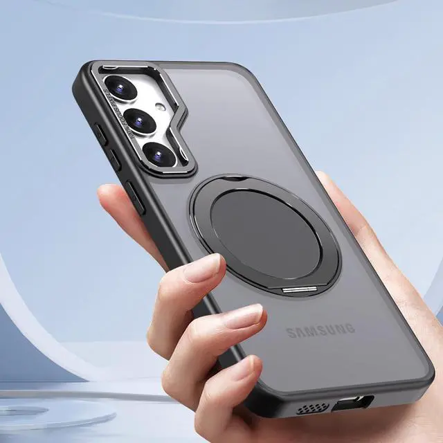 Alt view image 7 of 7 - BONAEVER for Samsung Galaxy S23 Ultra / S22 Ultra 6.8 inch Case with 360° Rotatable Magnetic Ring Kickstand [Compatible with Magsafe] Military Grade Shockproof Translucent Protective Cover