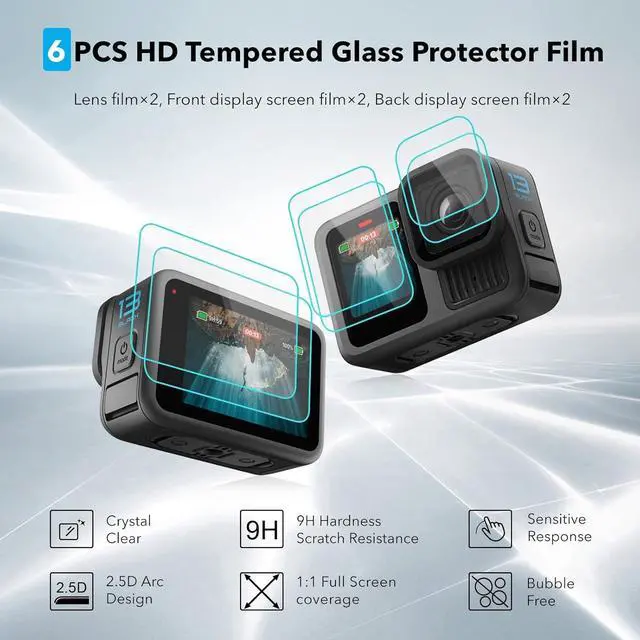 Alt view image 3 of 7 - BONAEVER Accessories for GoPro Hero 13 Black, PU Mini Carrying Case, Silicone Sleeve Rubber Protective Case, Replacement Battery Side Cover, Lens Cap & Screen Protectors for Go Pro 13 Accessories Kit